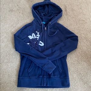 Lucky Brand navy floral embroidered hoodie